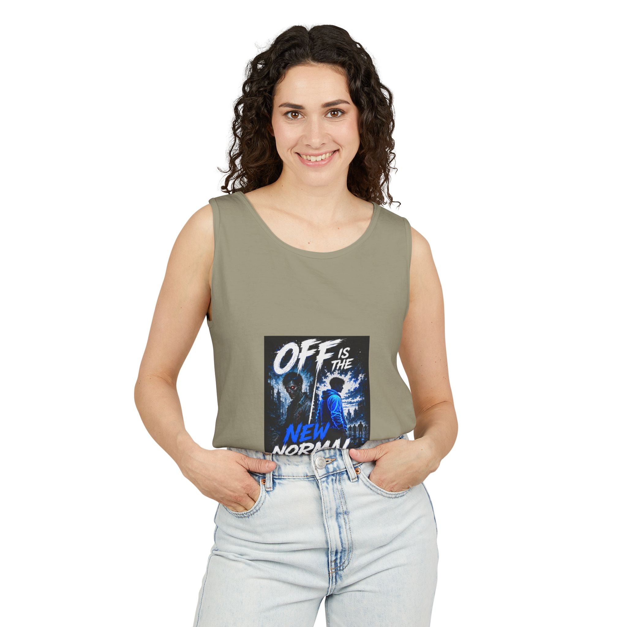 Off Is The New Normal tank top | Horror Skeleton Blue Graphic