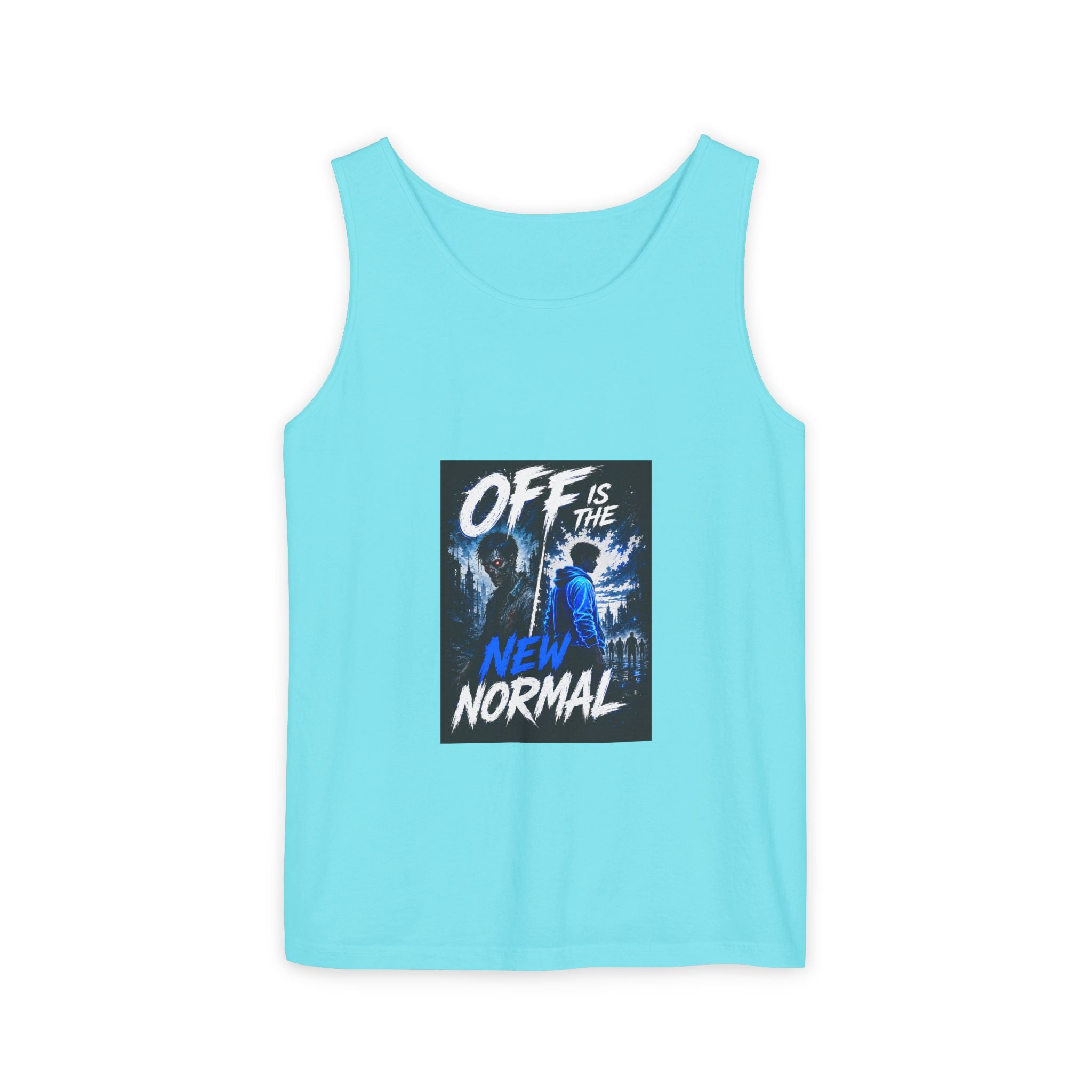 Off Is The New Normal tank top | Horror Skeleton Blue Graphic