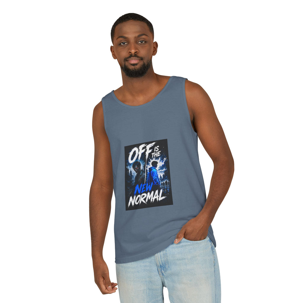 Off Is The New Normal tank top | Horror Skeleton Blue Graphic