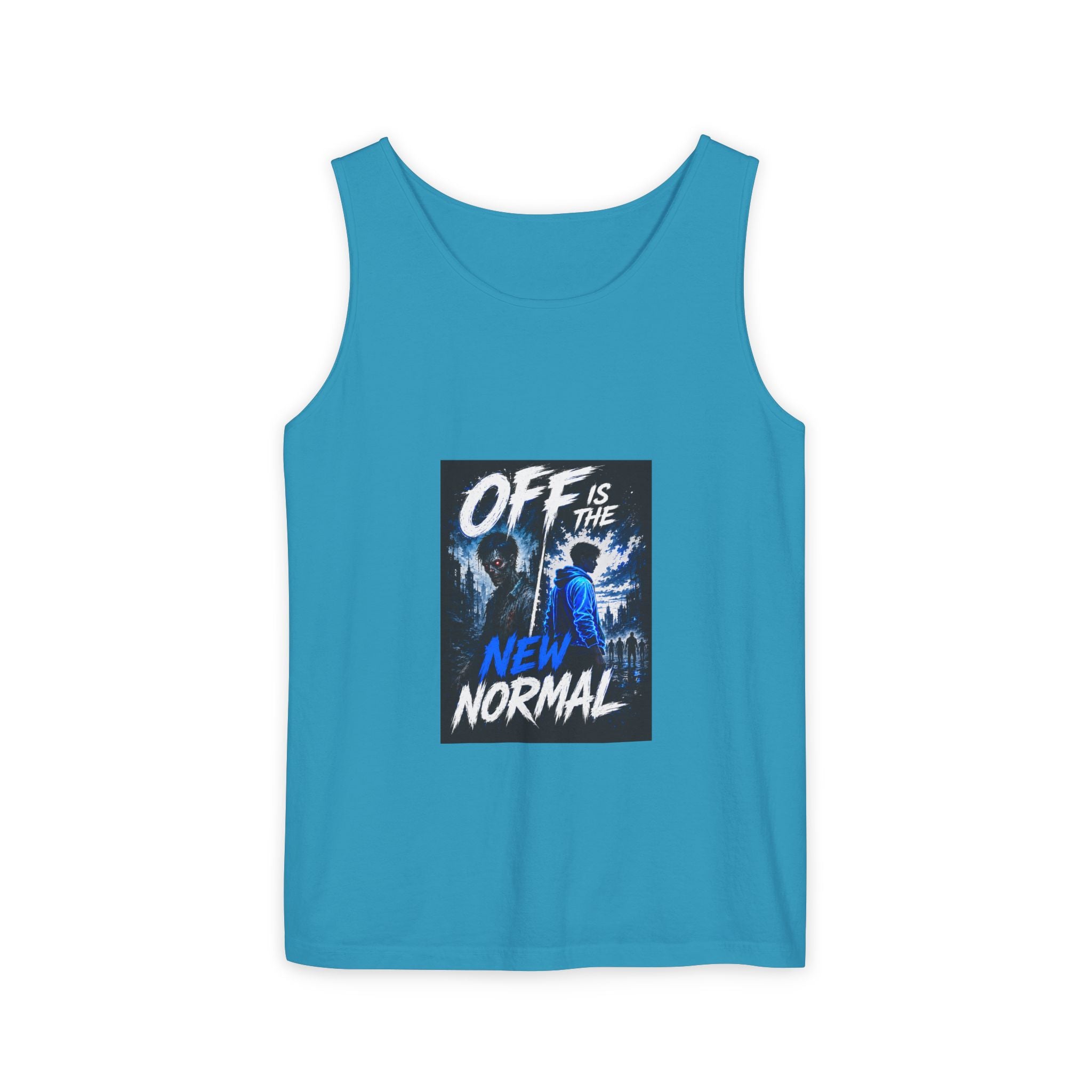 Off Is The New Normal tank top | Horror Skeleton Blue Graphic